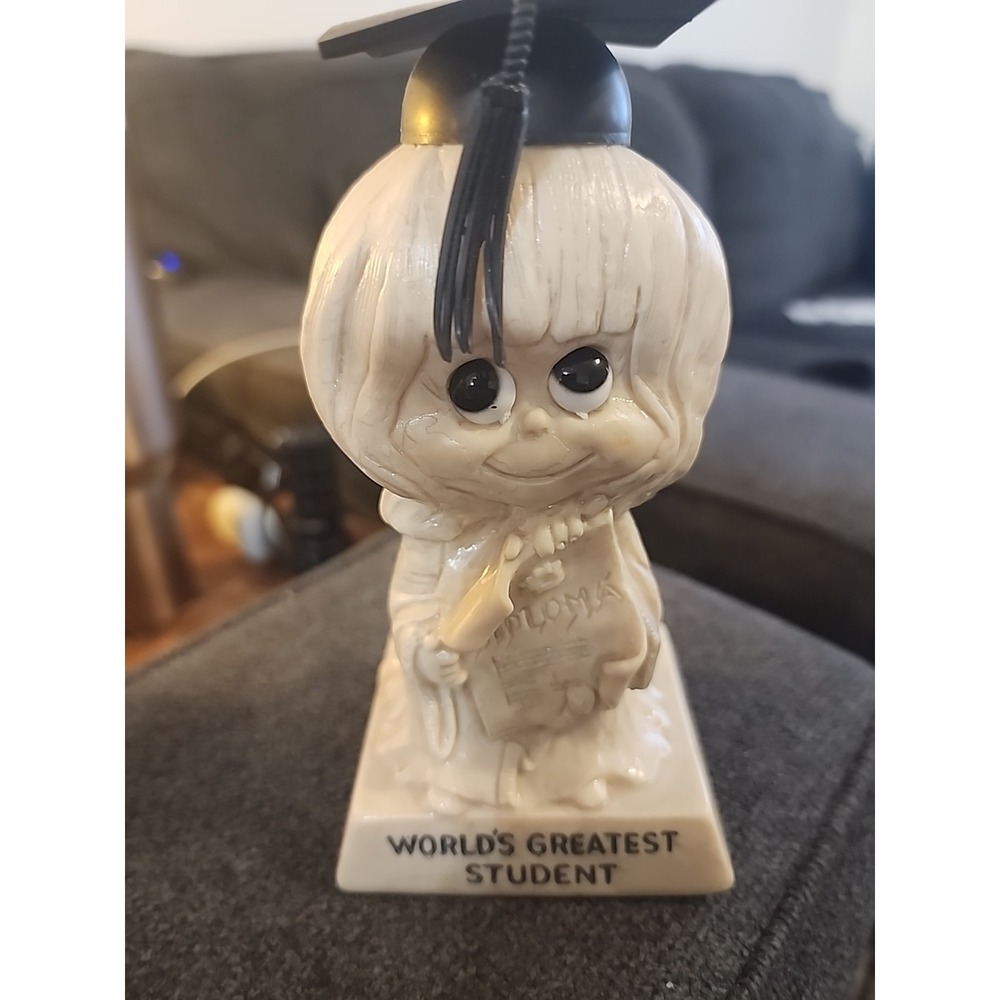 World's Greatest Student Trophy Award Russ Berrie Figurine 1968 70 USA Made Grad